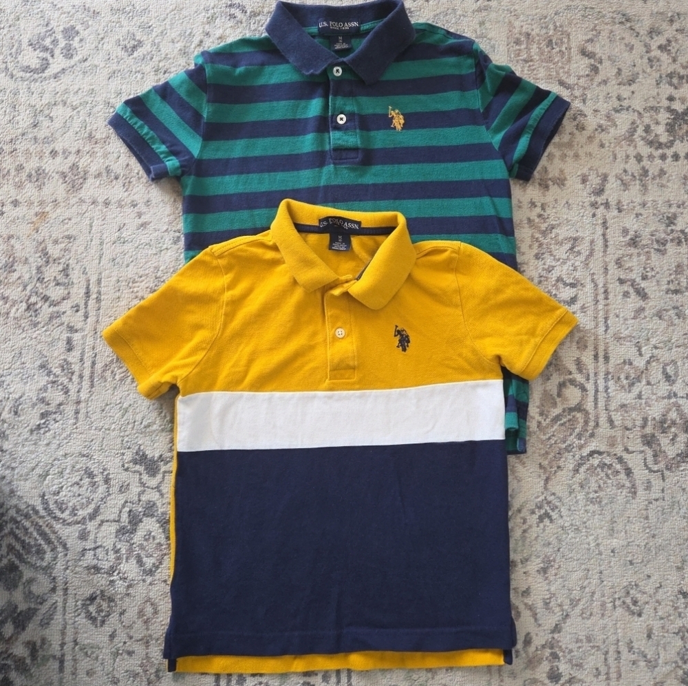 U.S. Polo Assn. Boys Polo Shirts Lot Of 2 Colorblock Classic Stripe M (8)